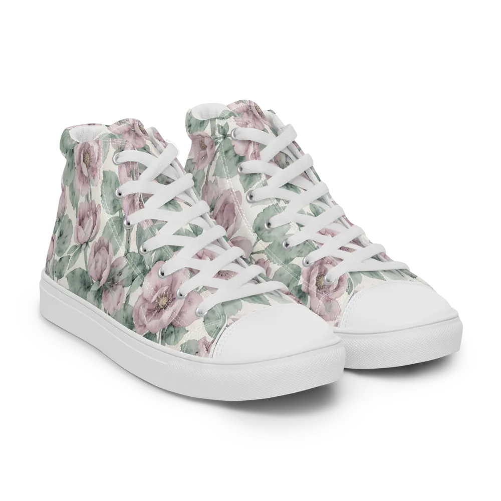 Blush Herbarium on Women's High Top Canvas Shoes — Right Front