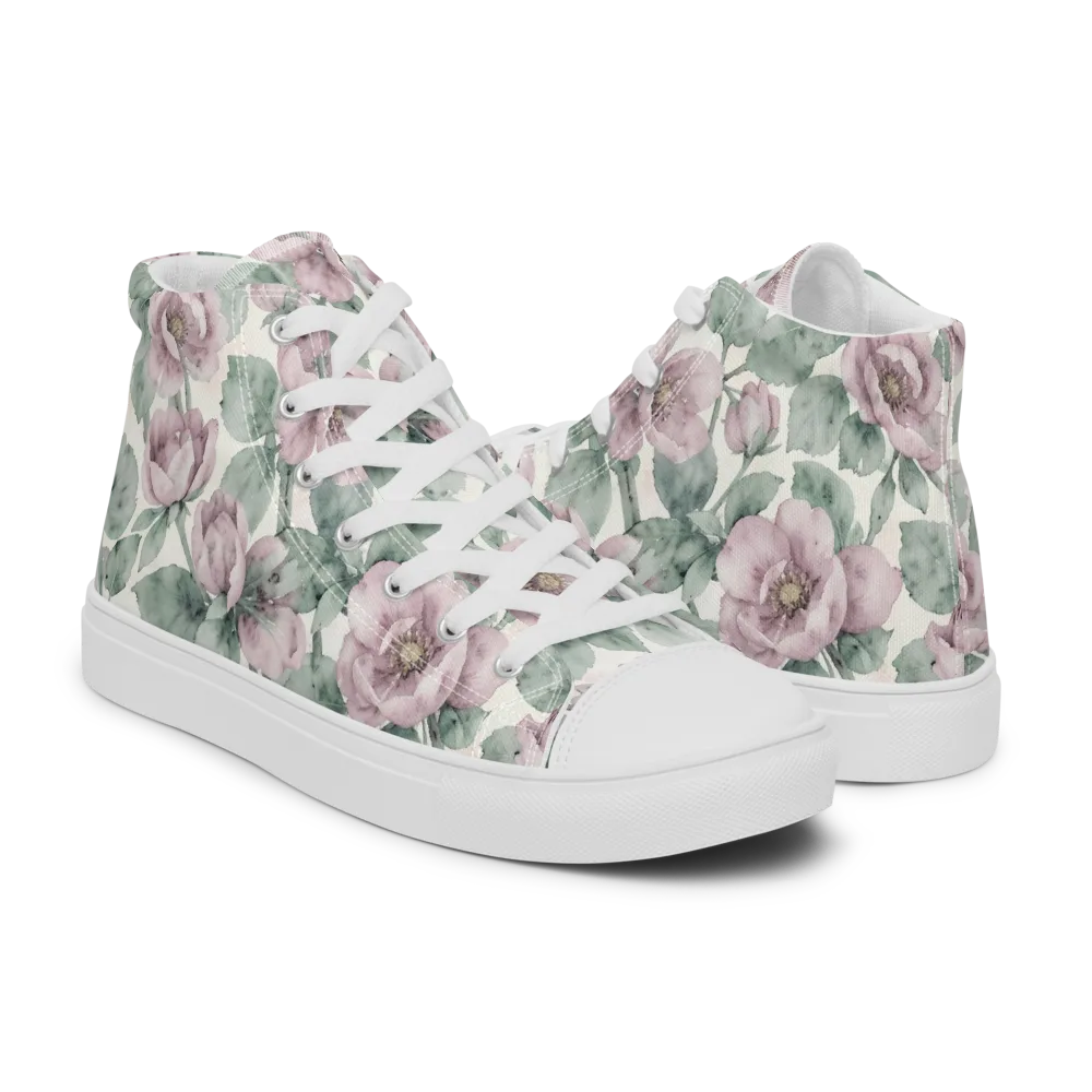 Blush Herbarium on Women's High Top Canvas Shoes — Right