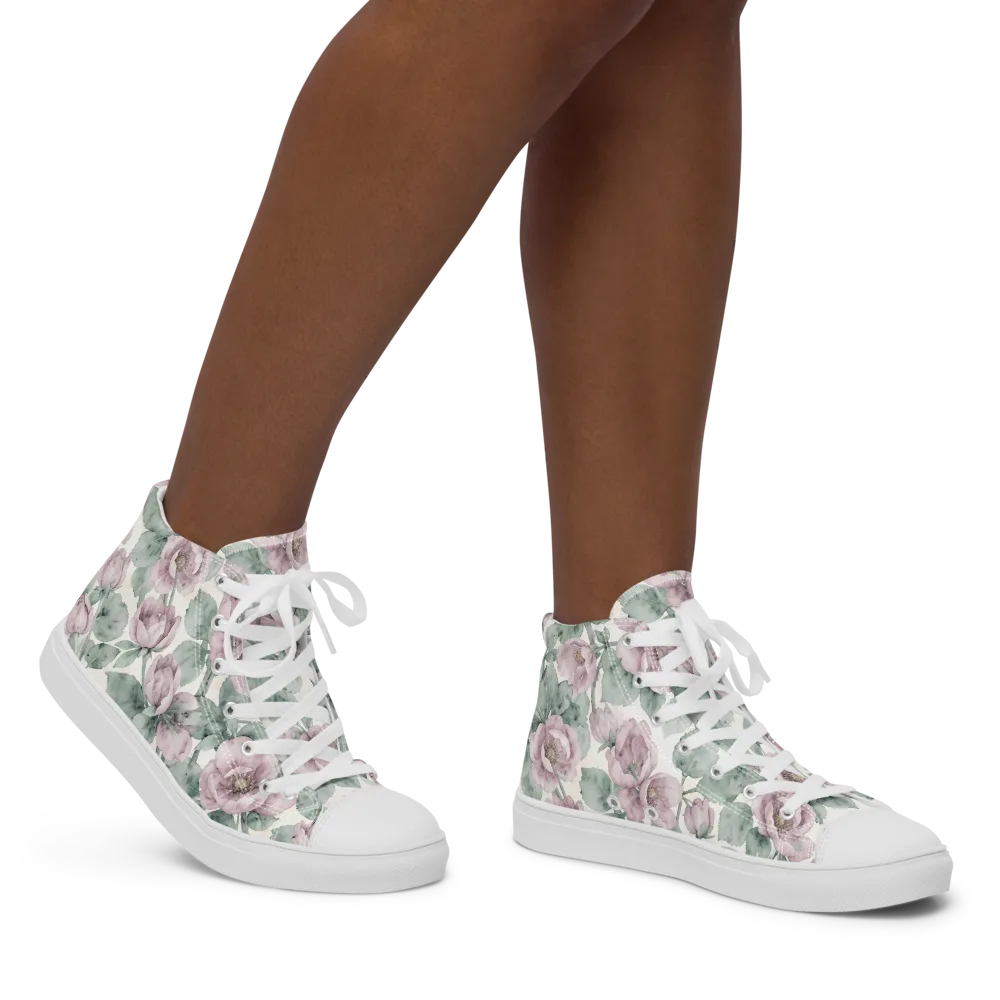 Blush Herbarium on Women's High Top Canvas Shoes — Right