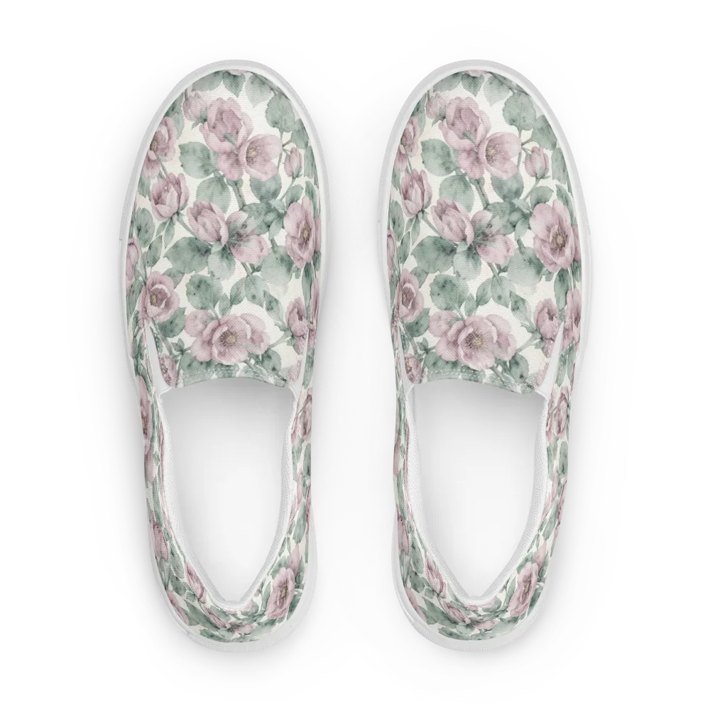 Blush Herbarium on Men's Slip-On Canvas Shoes — Front
