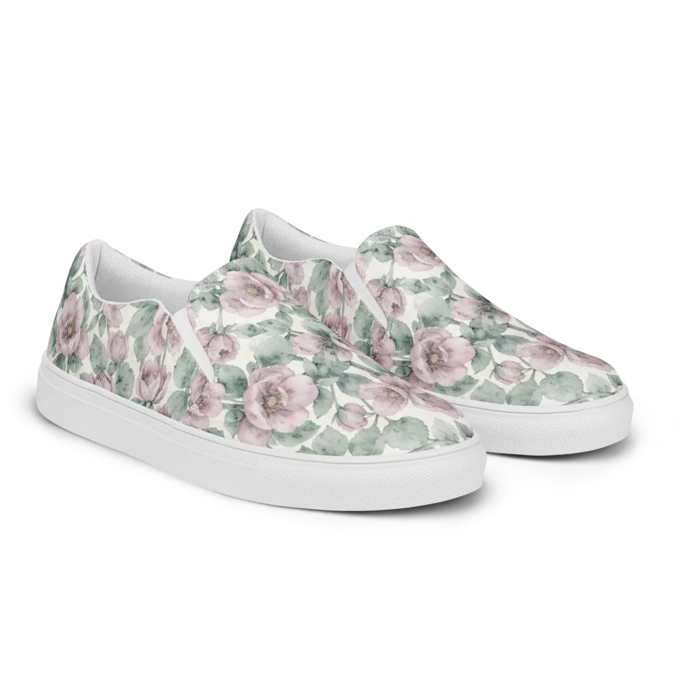 Blush Herbarium on Men's Slip-On Canvas Shoes — Right Front