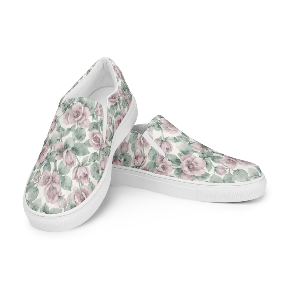 Blush Herbarium on Men's Slip-On Canvas Shoes — Left Front