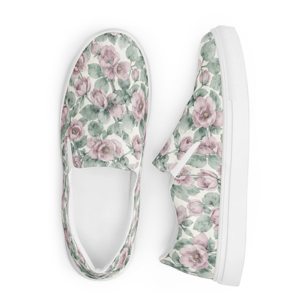 Blush Herbarium on Men's Slip-On Canvas Shoes — Front
