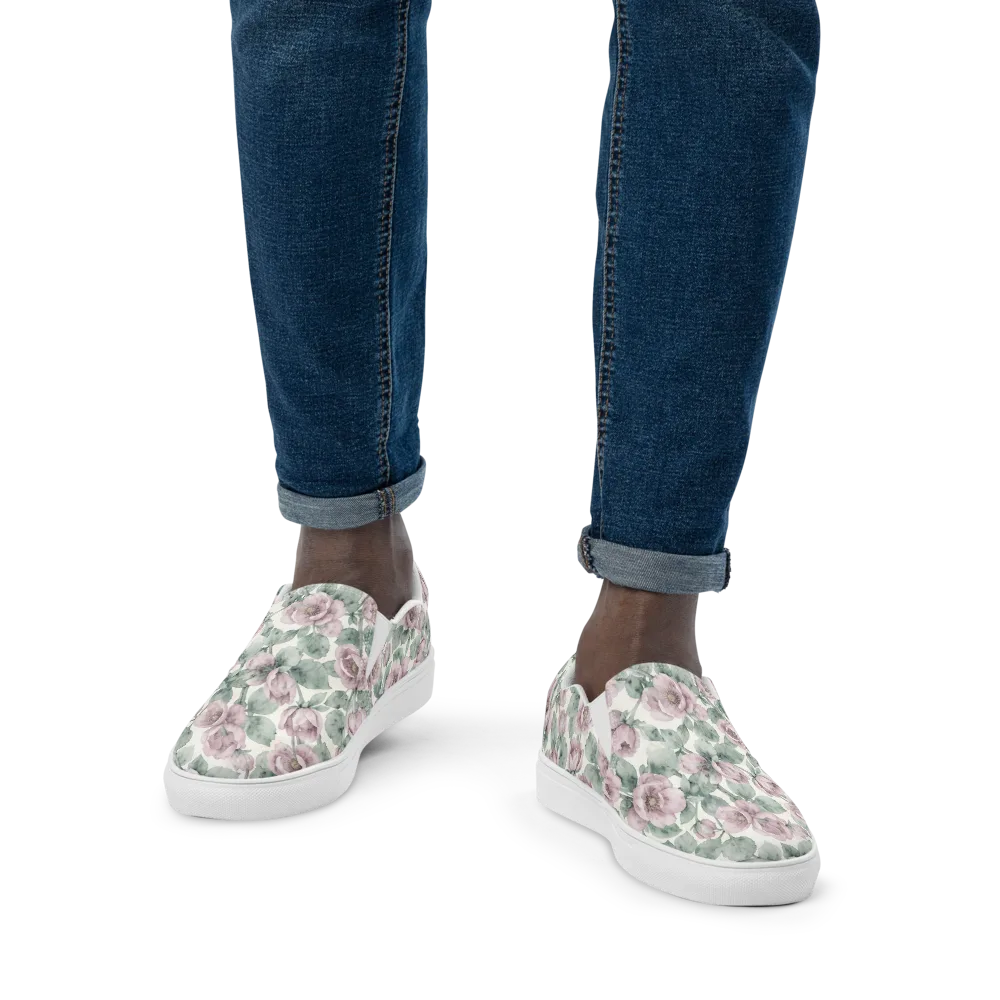 Blush Herbarium on Men's Slip-On Canvas Shoes — Front