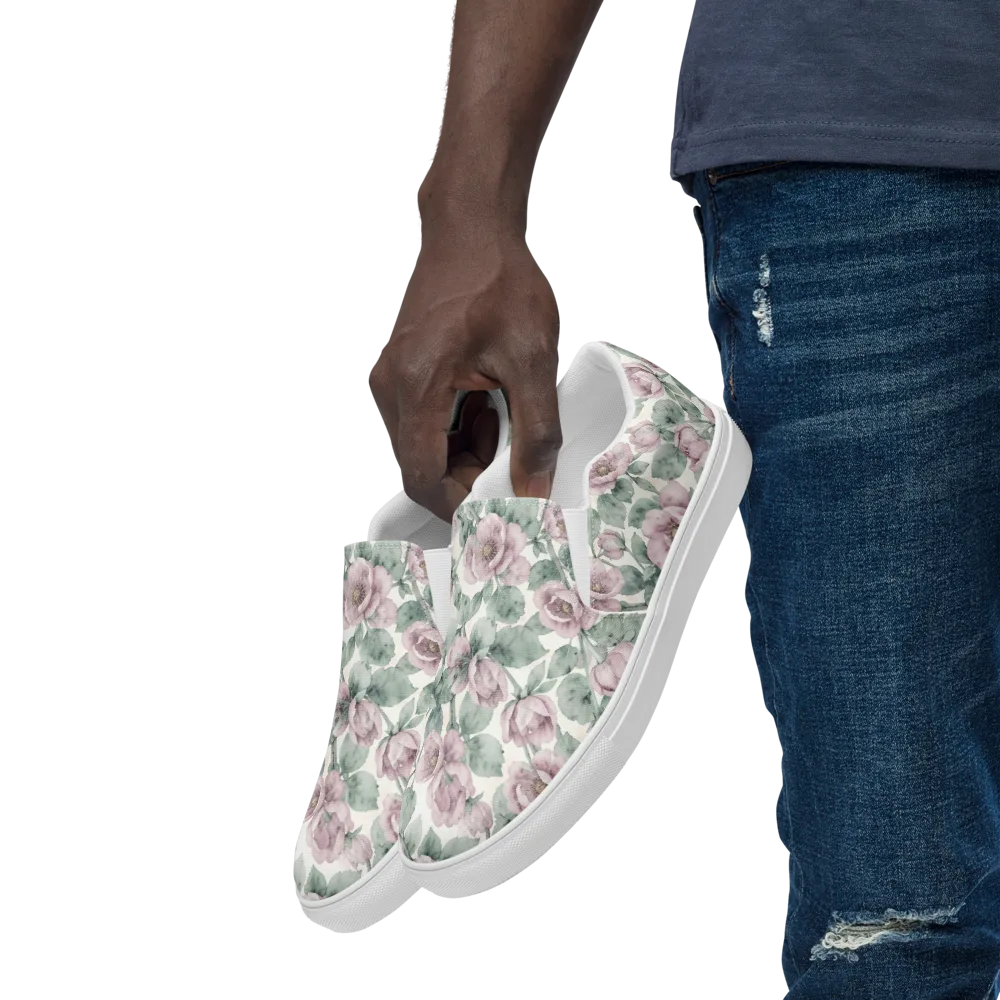 Blush Herbarium on Men's Slip-On Canvas Shoes — Left Front