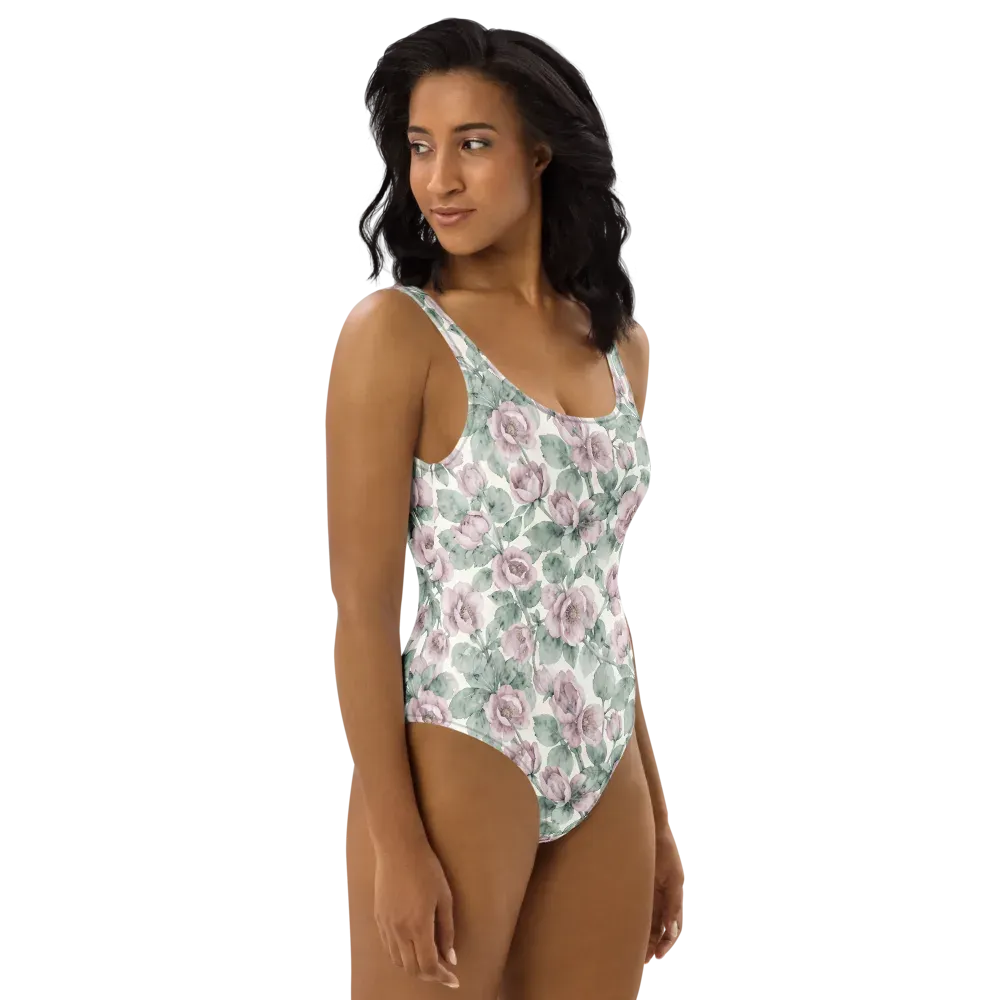 Blush Herbarium on One-Piece Swimsuit — Right