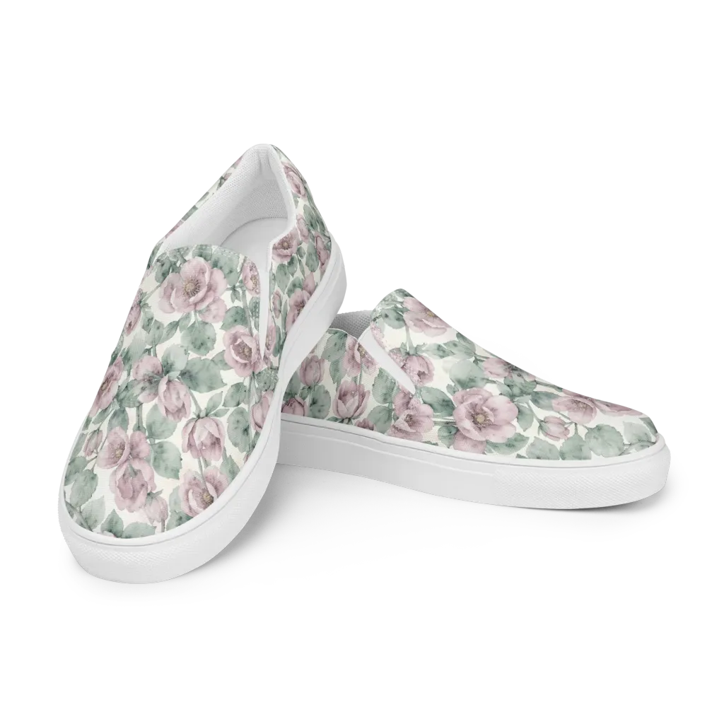 Blush Herbarium on Women's Slip-On Canvas Shoes — Left Front