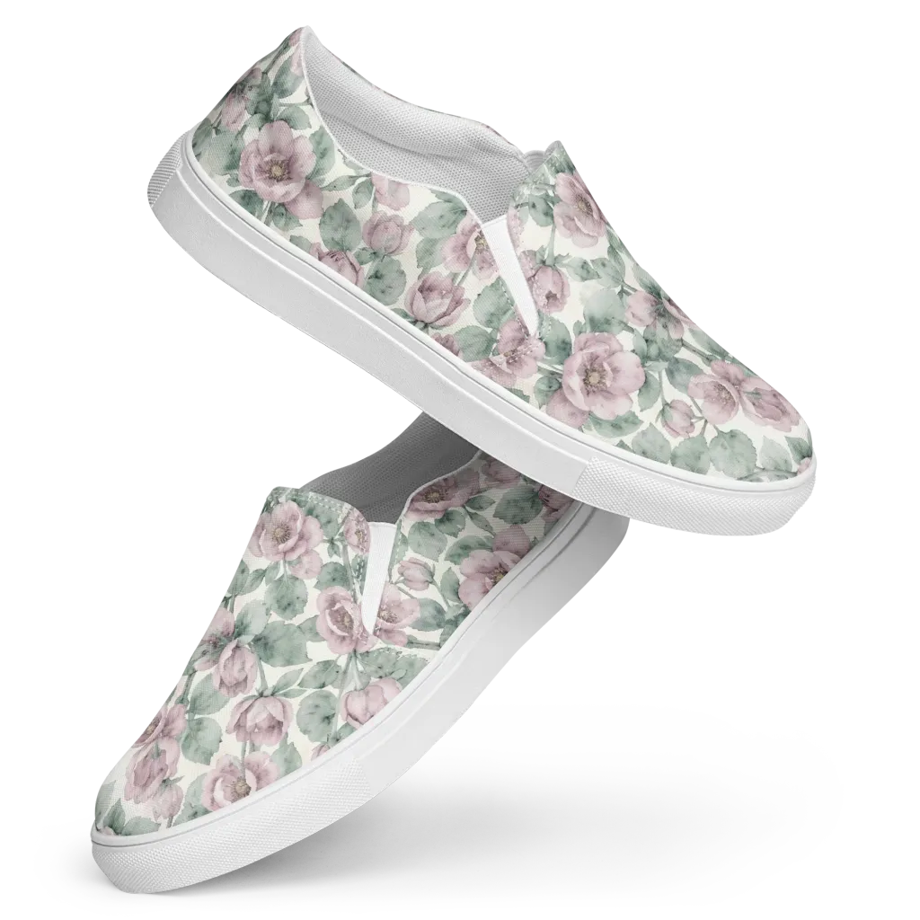 Blush Herbarium on Women's Slip-On Canvas Shoes — Front