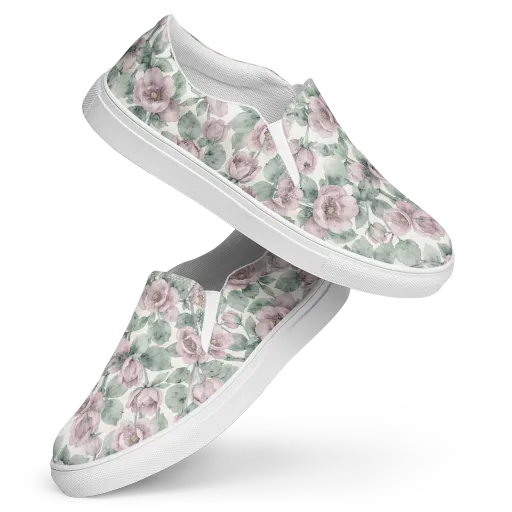 Blush Herbarium on a Women's Slip-On Canvas Shoes