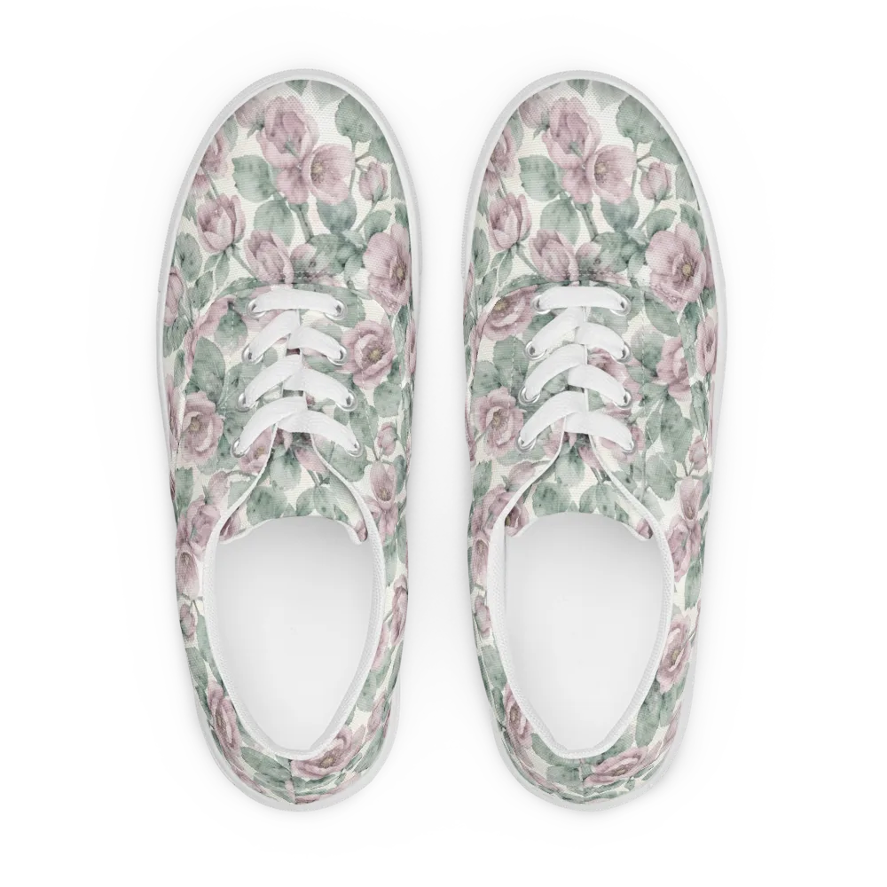 Blush Herbarium on Men's Lace-Up Canvas Shoes — Front