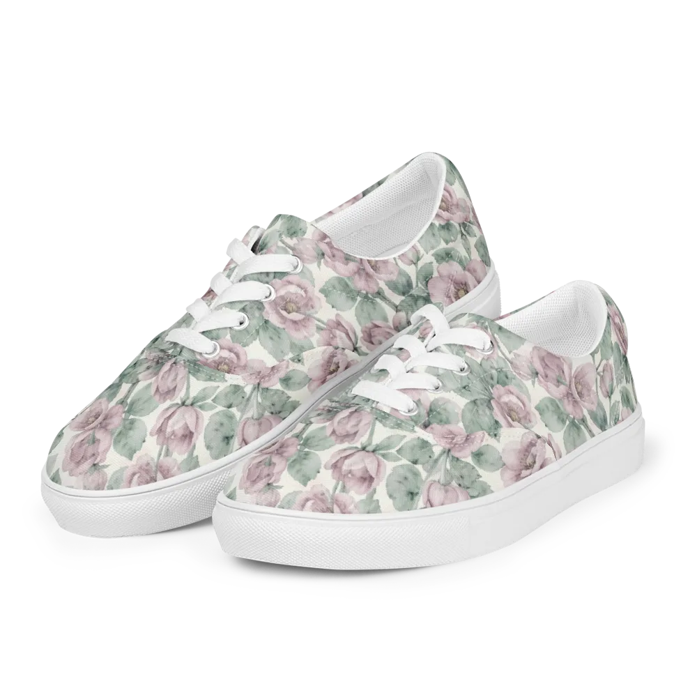 Blush Herbarium on Men's Lace-Up Canvas Shoes — Left Front