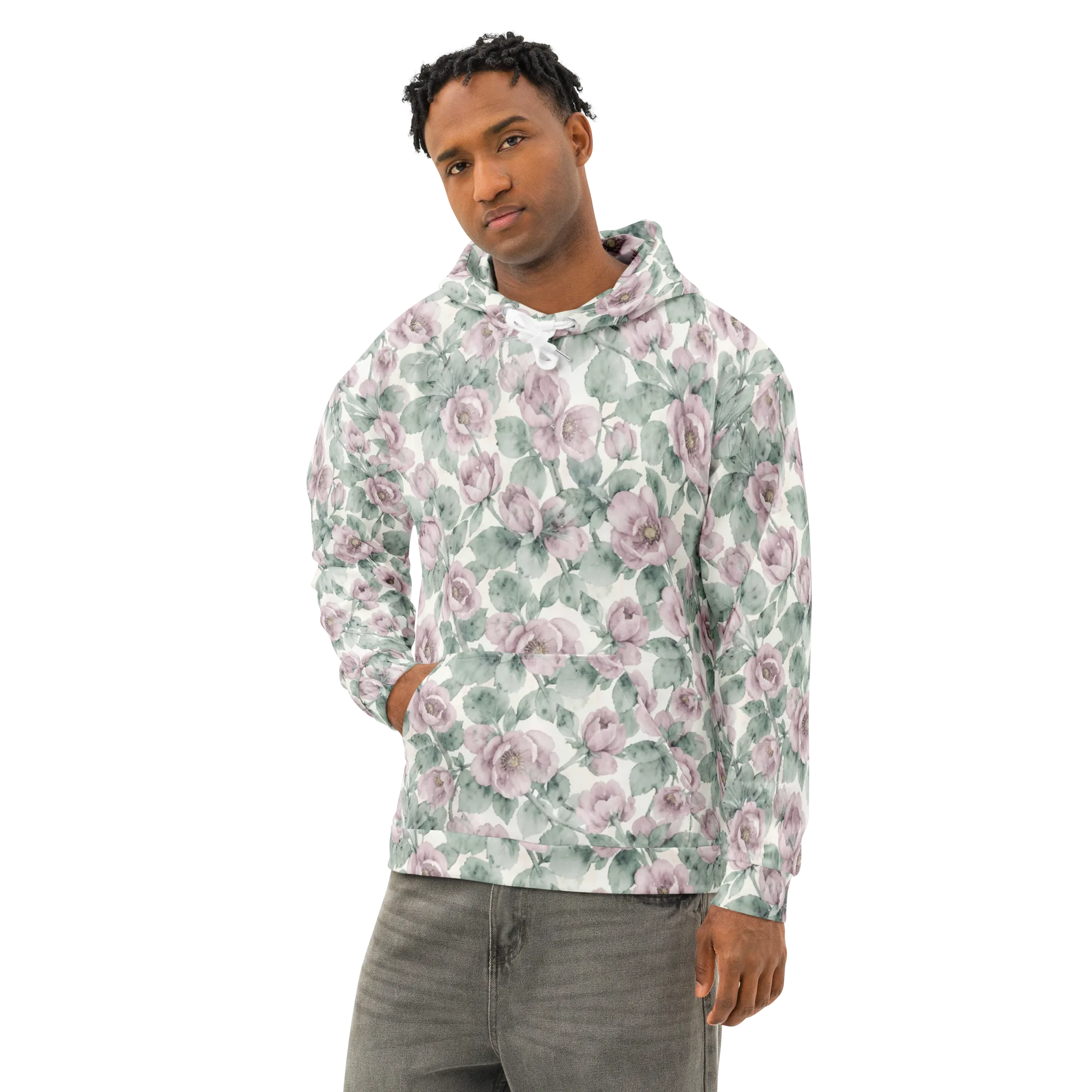 Blush Herbarium on Cotton Hoodie — Left Front
