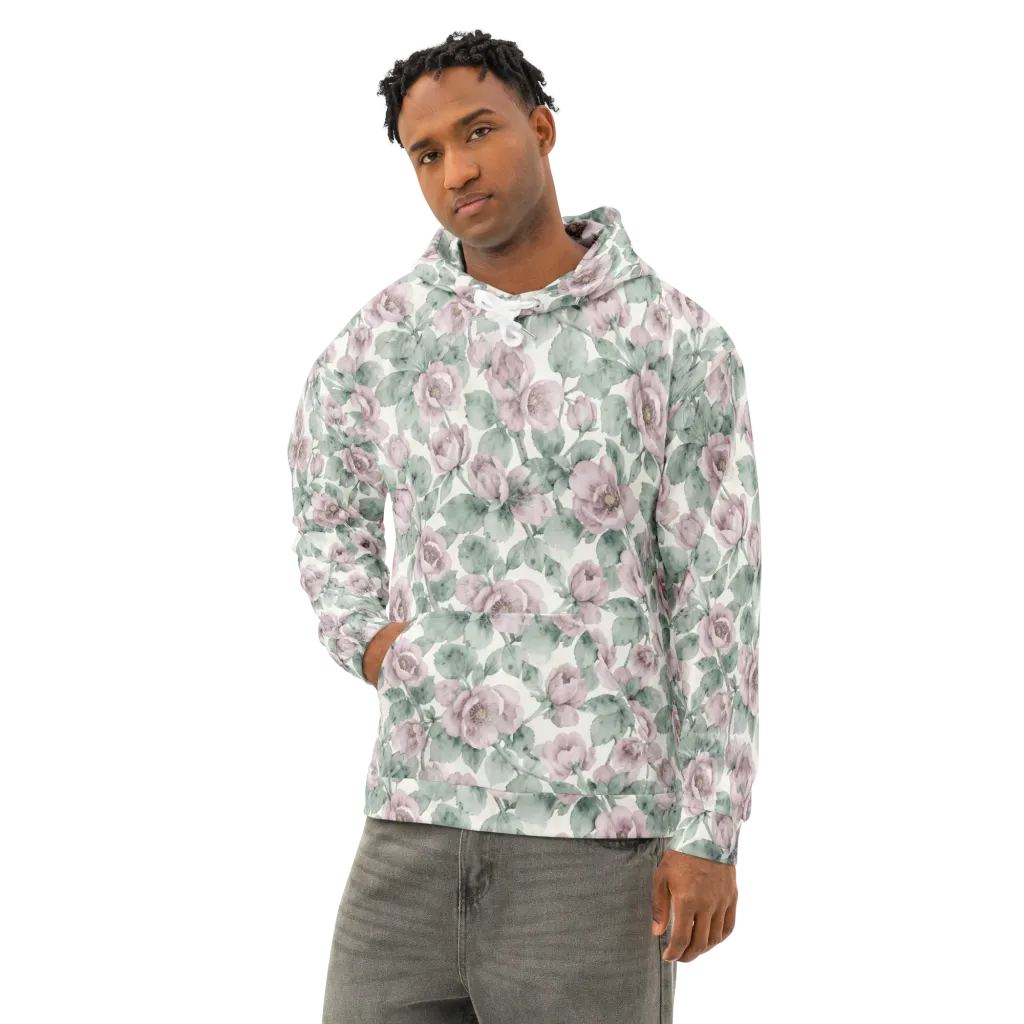 Blush Herbarium on Cotton Hoodie — Left Front