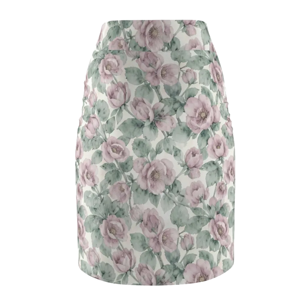 Blush Herbarium on Pencil Skirt — Back