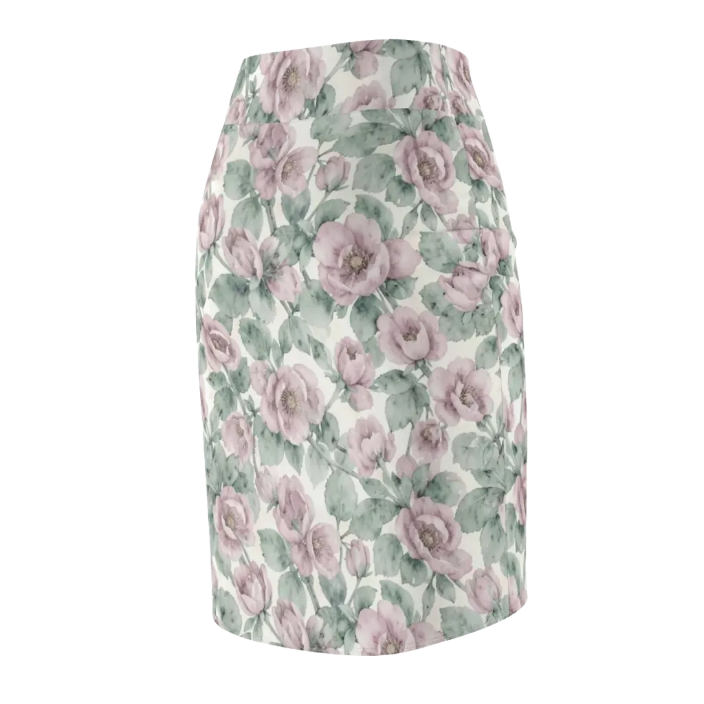 Blush Herbarium on Pencil Skirt — Back Side