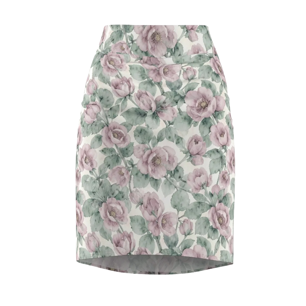 Blush Herbarium on Pencil Skirt — Front