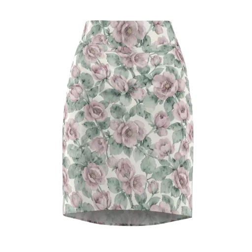 Blush Herbarium on a Pencil Skirt