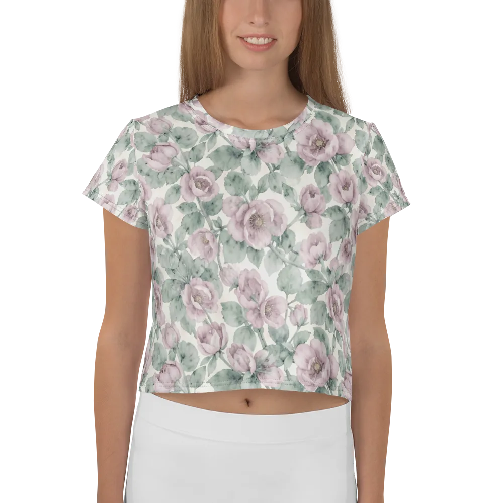 Blush Herbarium on Crop Tee — Front