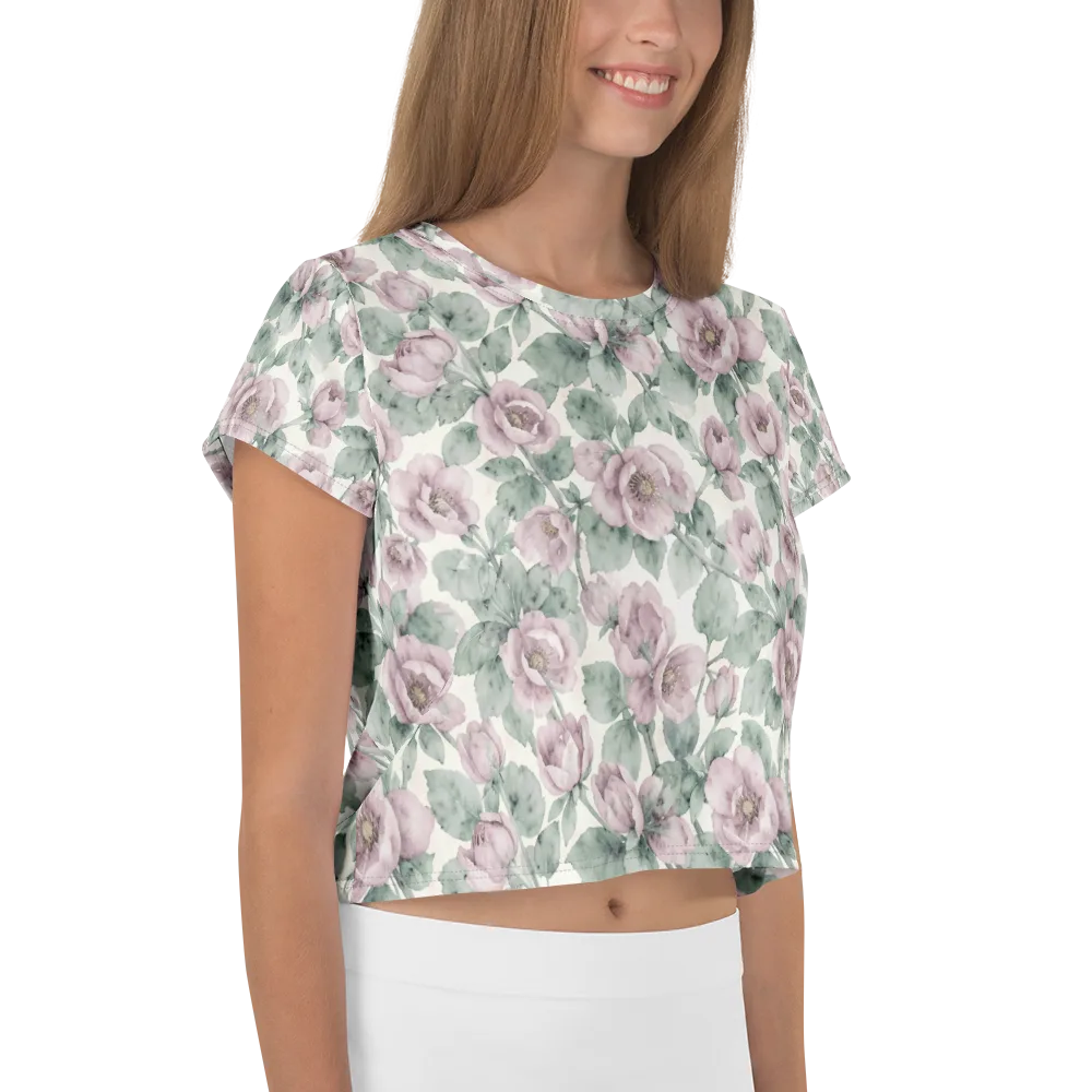 Blush Herbarium on Crop Tee — Right