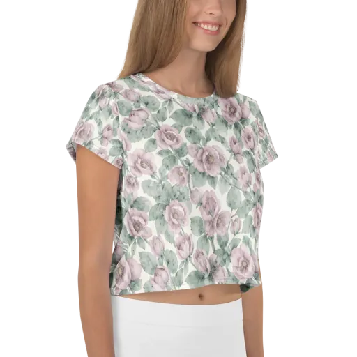 Blush Herbarium on a Crop Tee