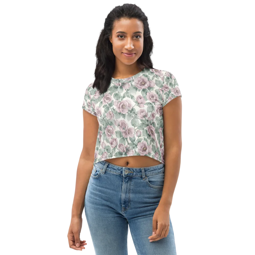 Blush Herbarium on Crop Tee — Front