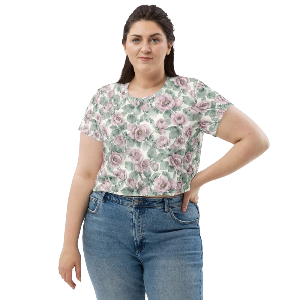 Blush Herbarium on Crop Tee — Front