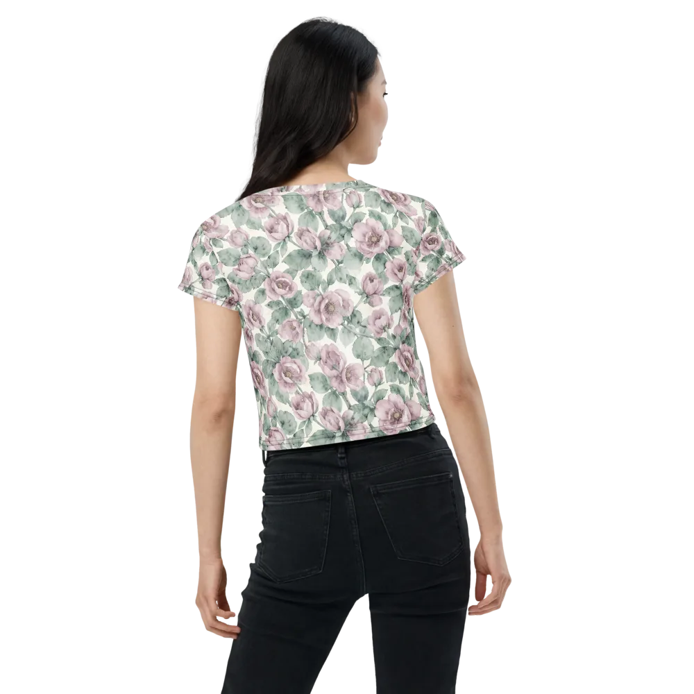 Blush Herbarium on Crop Tee — Back
