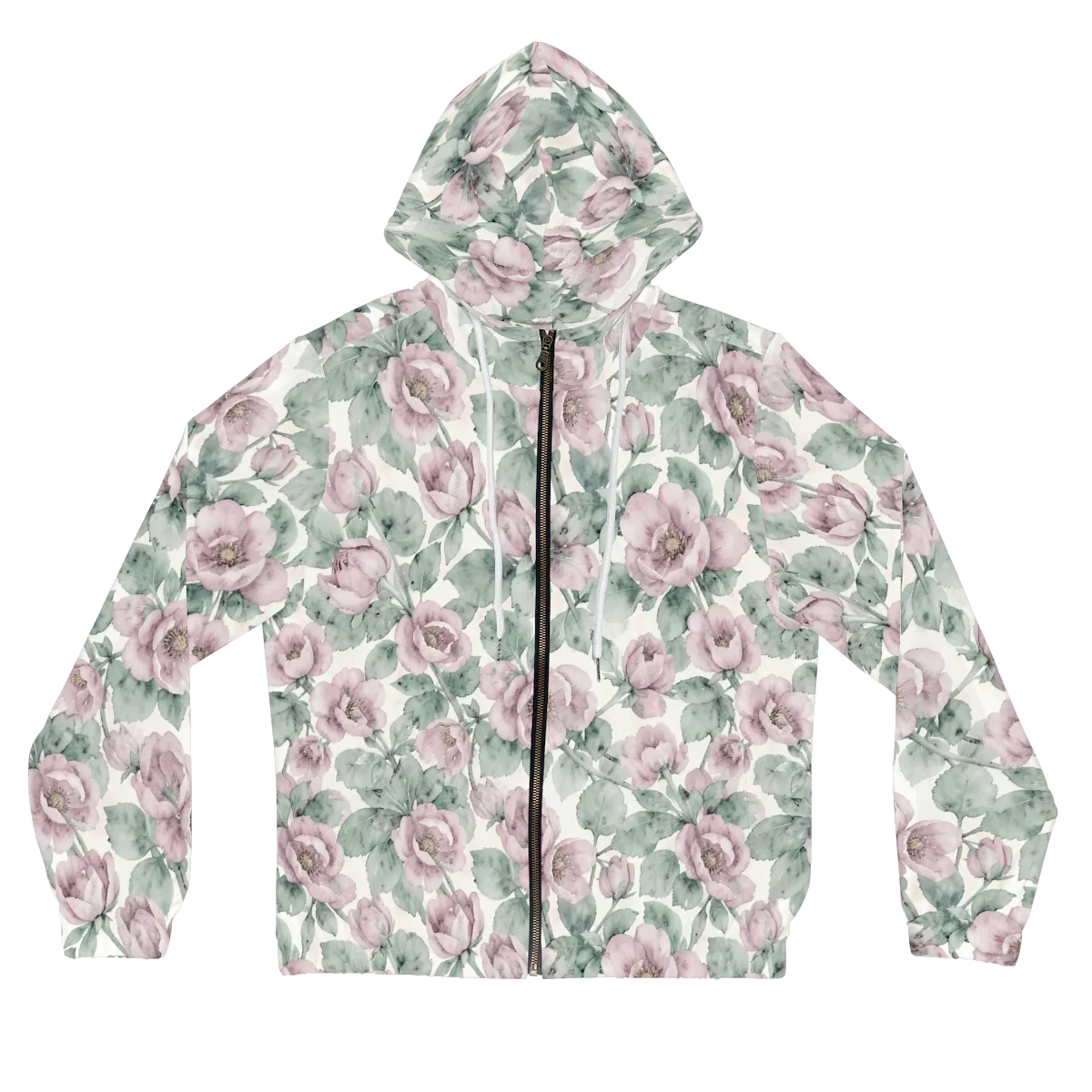 Blush Herbarium on Women's Full-Zip Hoodie — Front