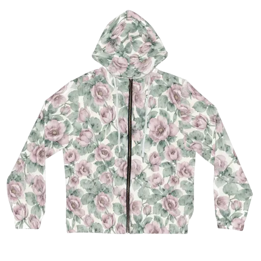 Blush Herbarium on a Women's Full-Zip Hoodie