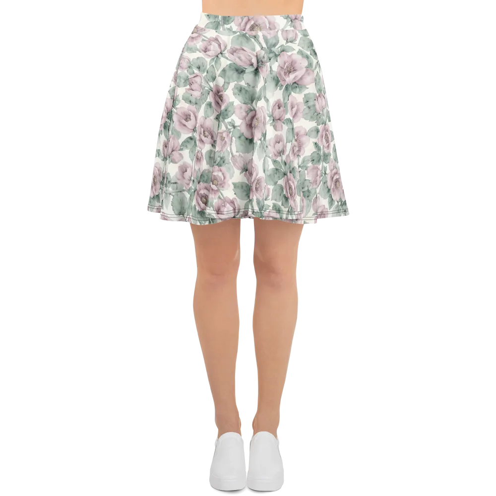 Blush Herbarium on Skater Skirt — Front