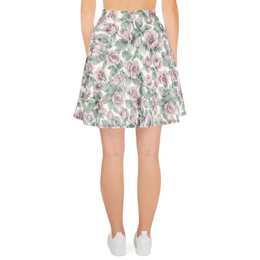 Blush Herbarium on Skater Skirt — Back