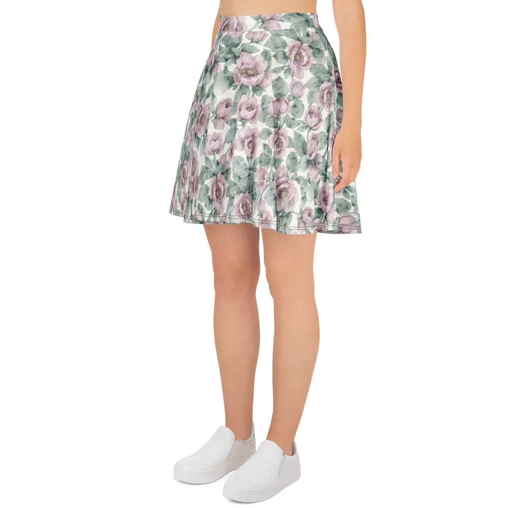 Blush Herbarium on Skater Skirt — Left