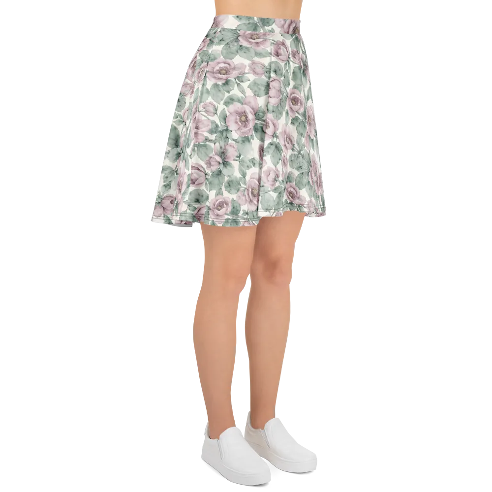 Blush Herbarium on Skater Skirt — Right