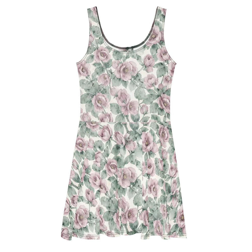Blush Herbarium on Skater Dress — Front