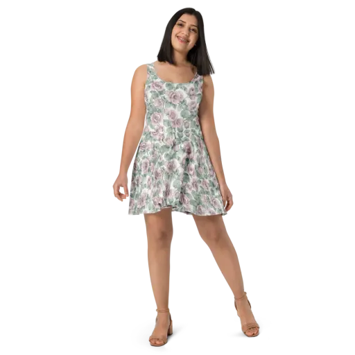 Blush Herbarium on a Skater Dress