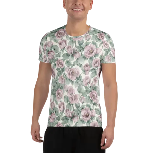 Blush Herbarium on a Men's Athletic T-Shirt