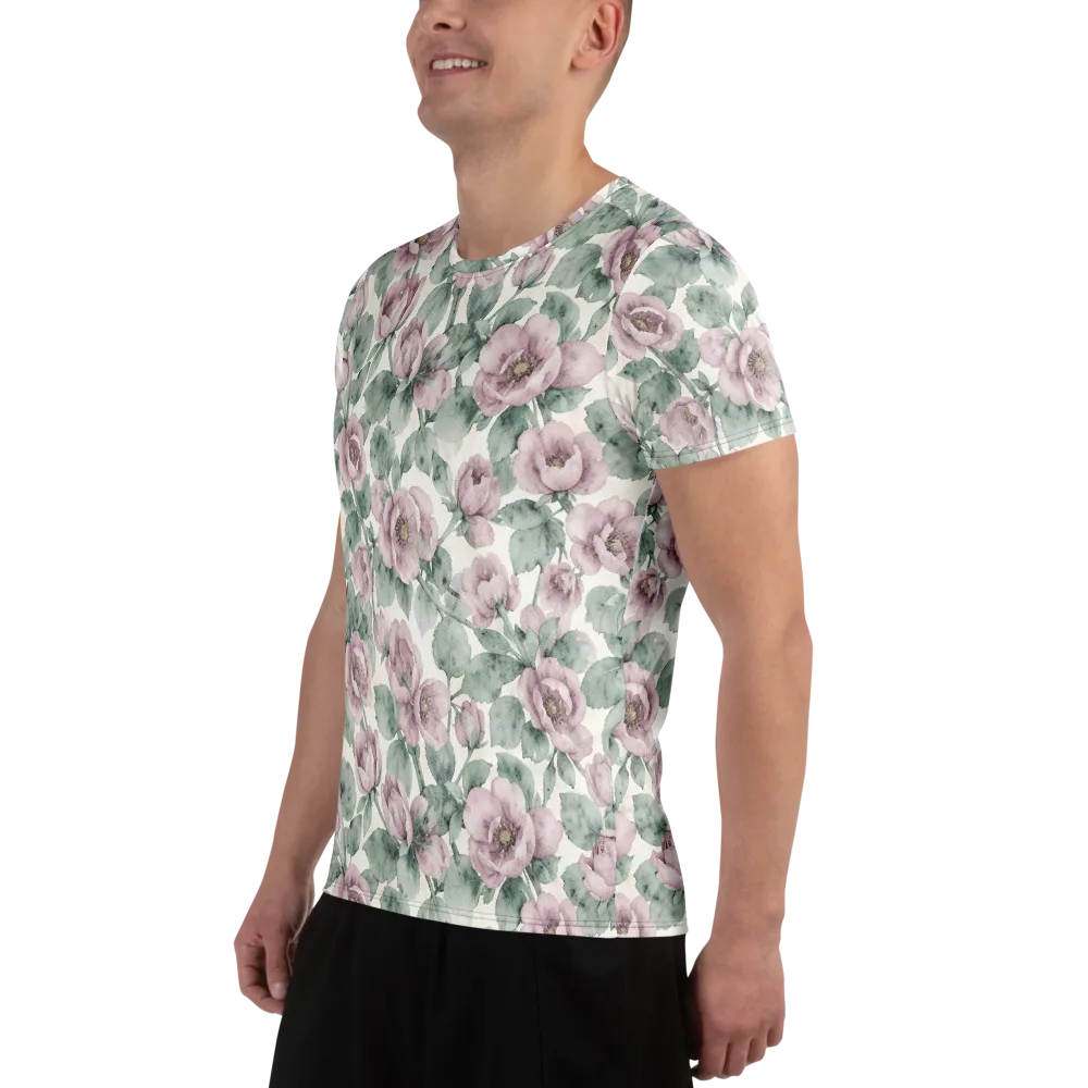 Blush Herbarium on Men's Athletic T-Shirt — Left