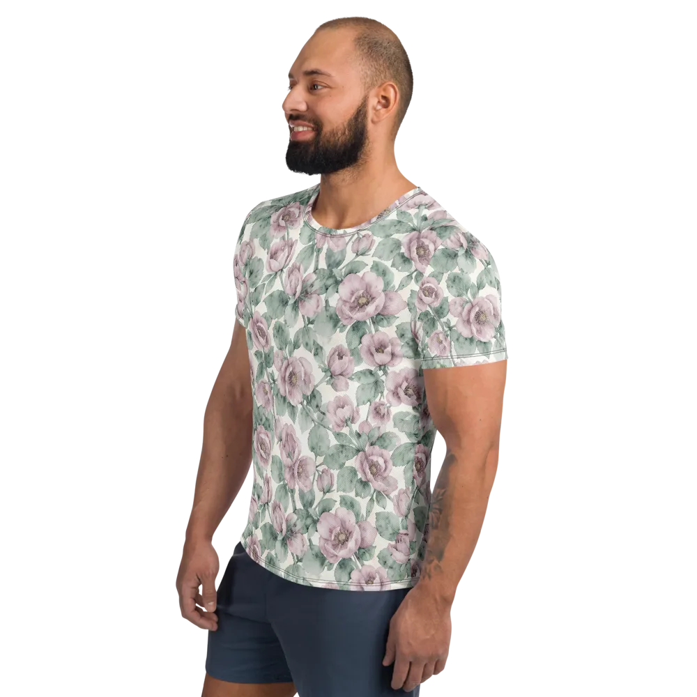 Blush Herbarium on Men's Athletic T-Shirt — Left