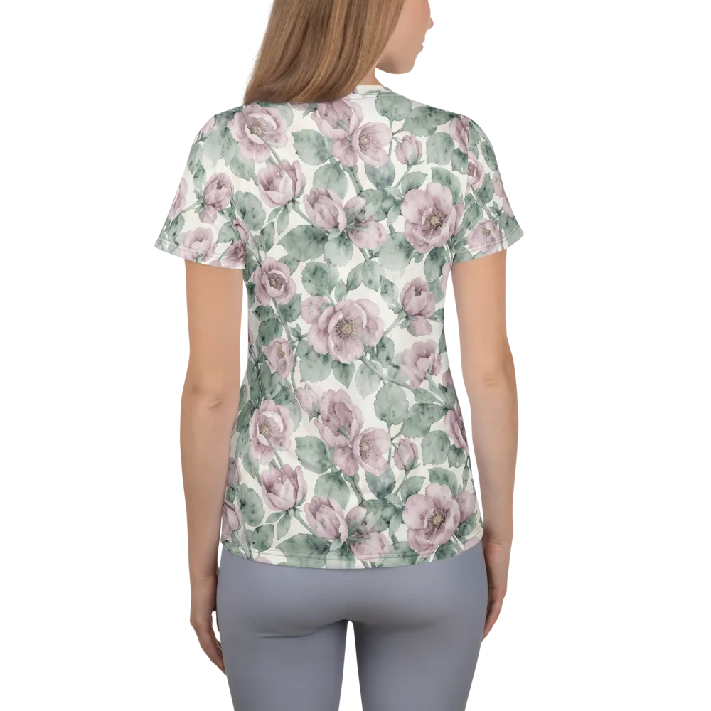 Blush Herbarium on Women's Athletic T-Shirt — Back