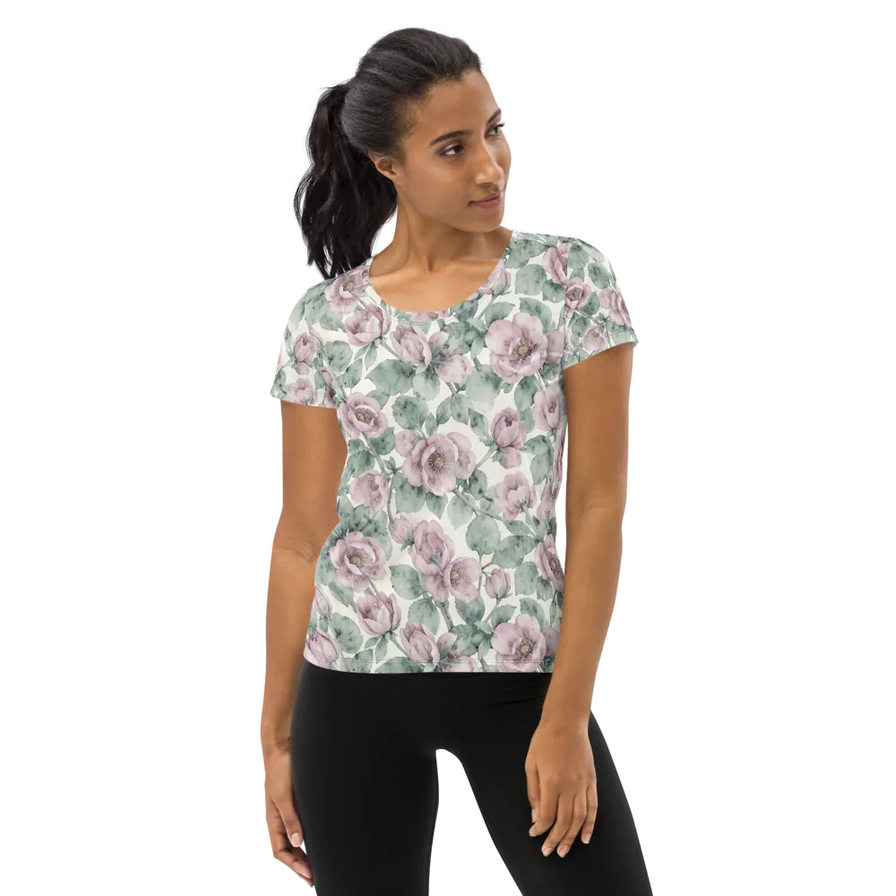 Blush Herbarium on Women's Athletic T-Shirt — Front