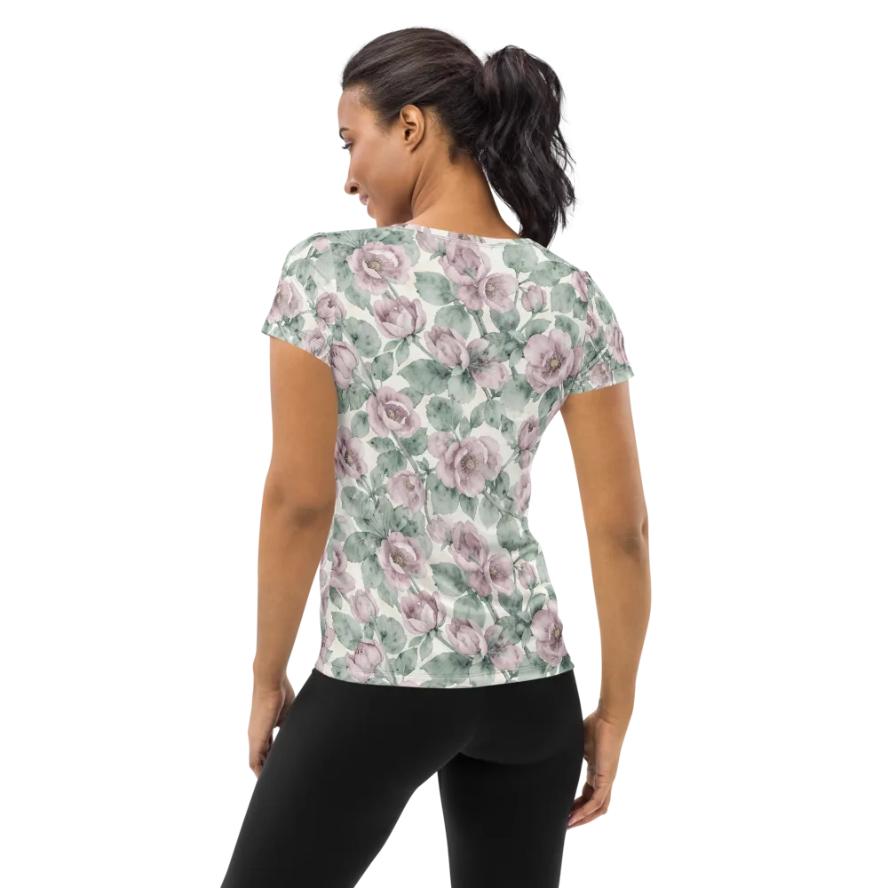 Blush Herbarium on Women's Athletic T-Shirt — Back