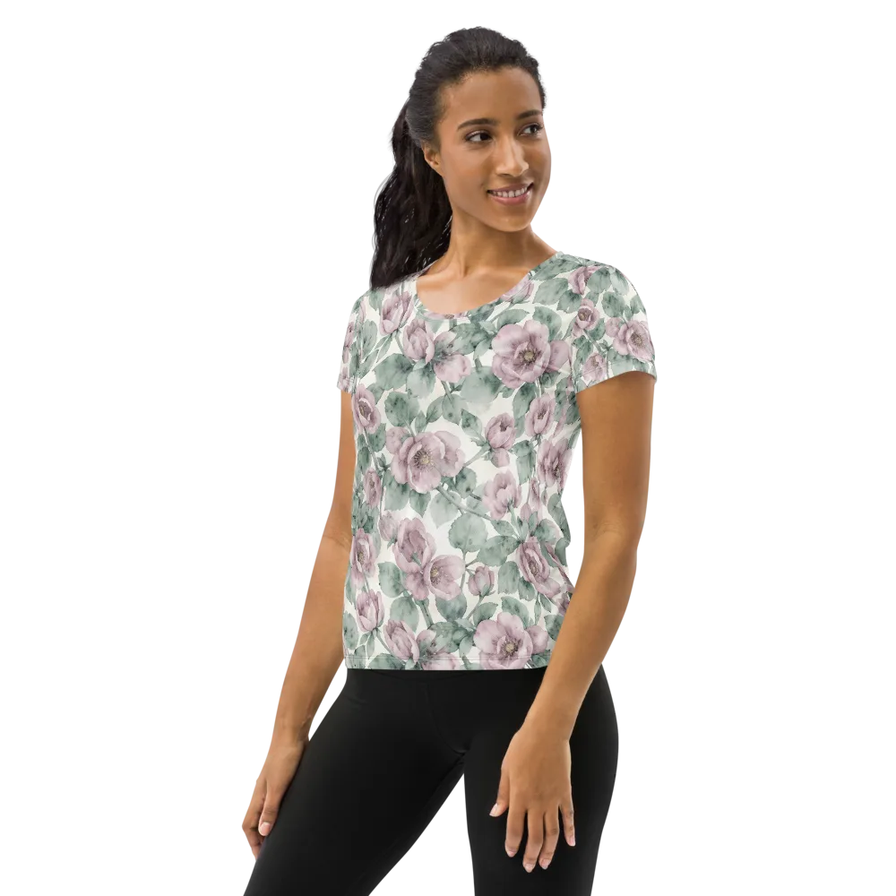 Blush Herbarium on Women's Athletic T-Shirt — Left