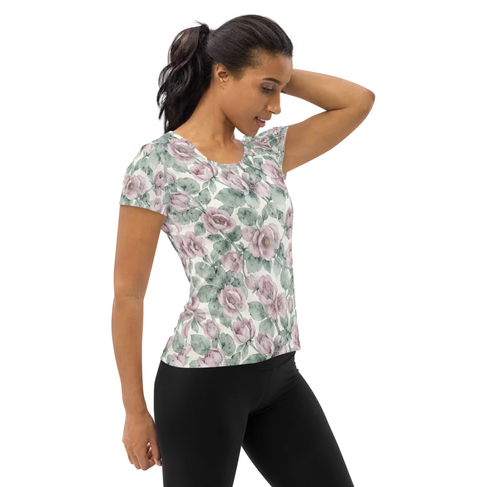 Blush Herbarium on Women's Athletic T-Shirt — Right