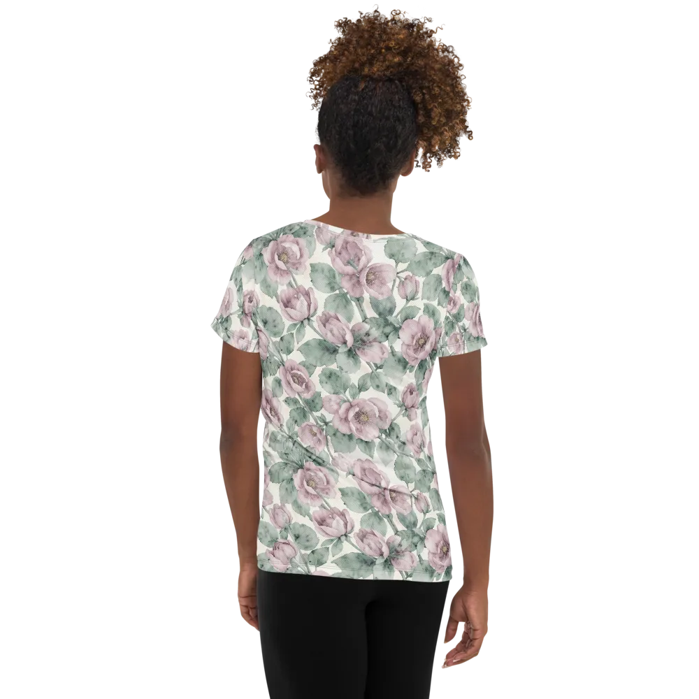 Blush Herbarium on Women's Athletic T-Shirt — Back