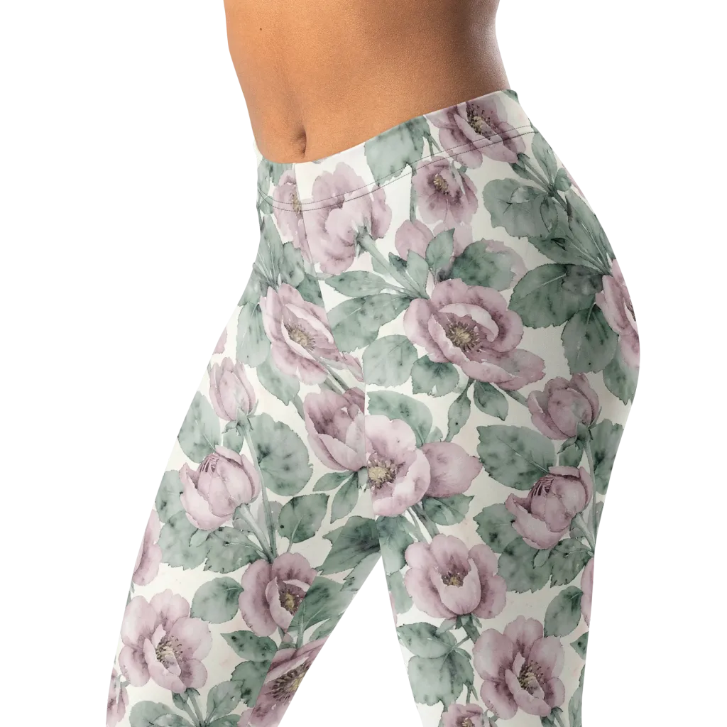 Blush Herbarium on Leggings — Left Front