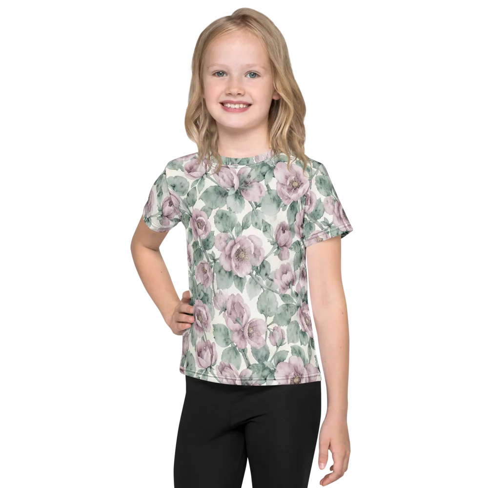Blush Herbarium on Kids Crew Neck T-Shirt — Front