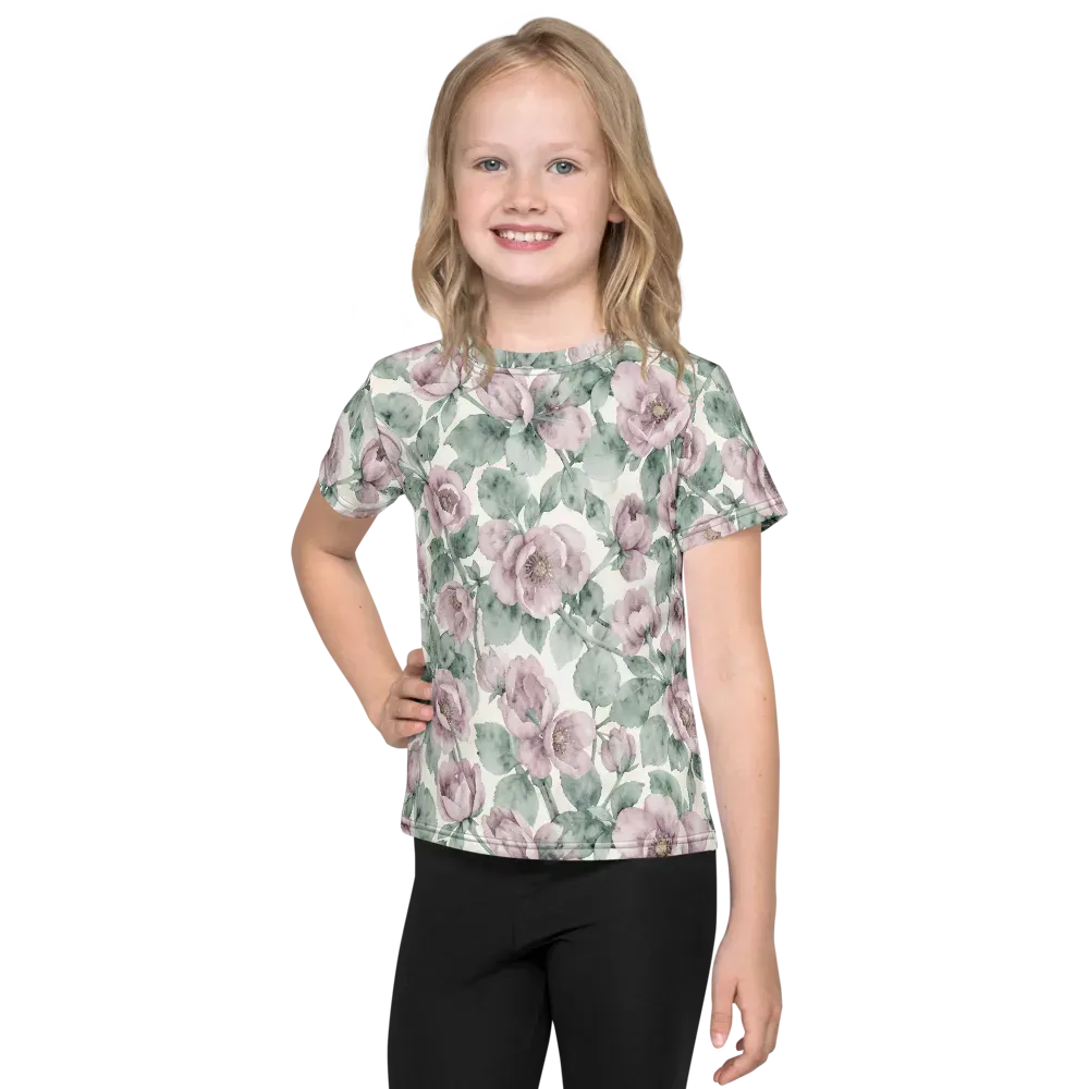 Blush Herbarium on Kids Crew Neck T-Shirt — Front
