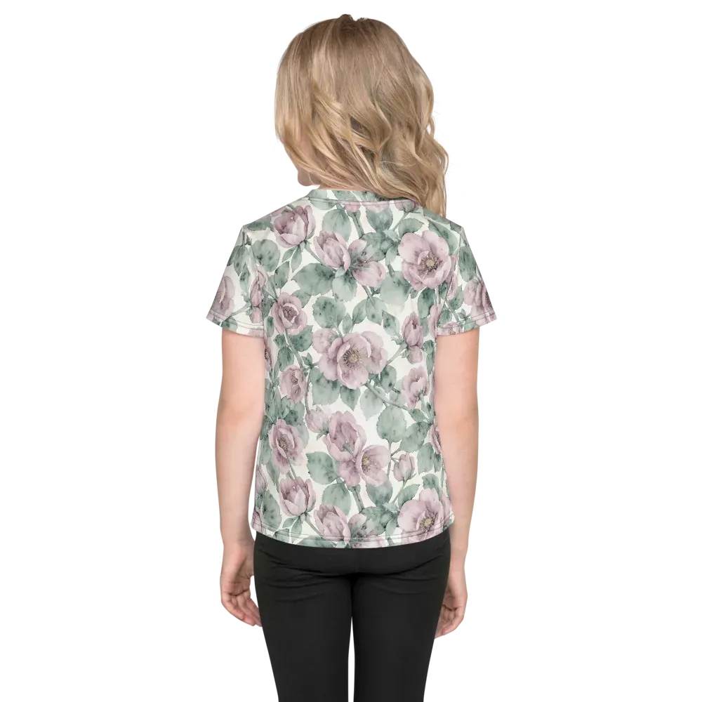 Blush Herbarium on Kids Crew Neck T-Shirt — Back