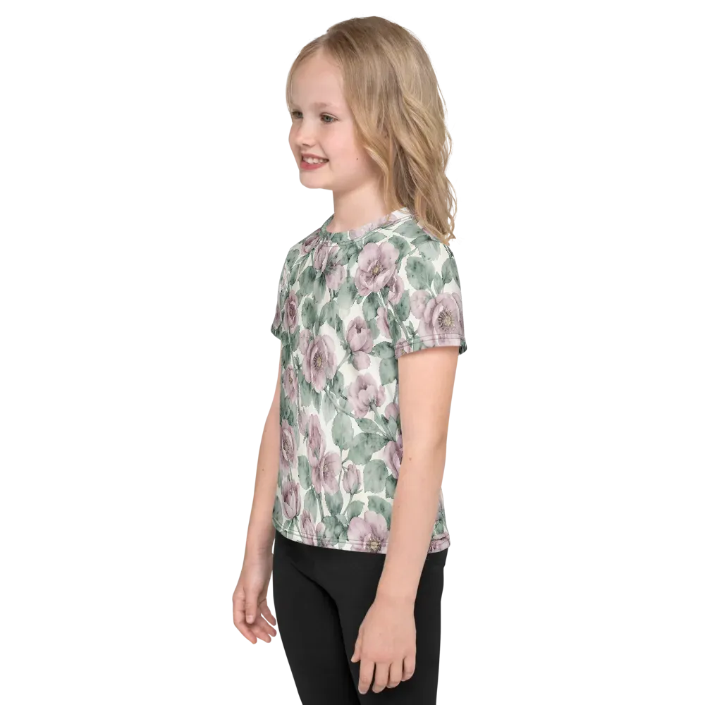 Blush Herbarium on Kids Crew Neck T-Shirt — Left