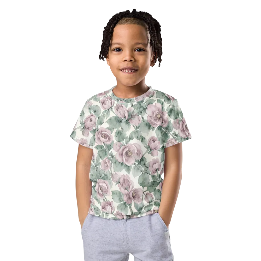 Blush Herbarium on Kids Crew Neck T-Shirt — Front